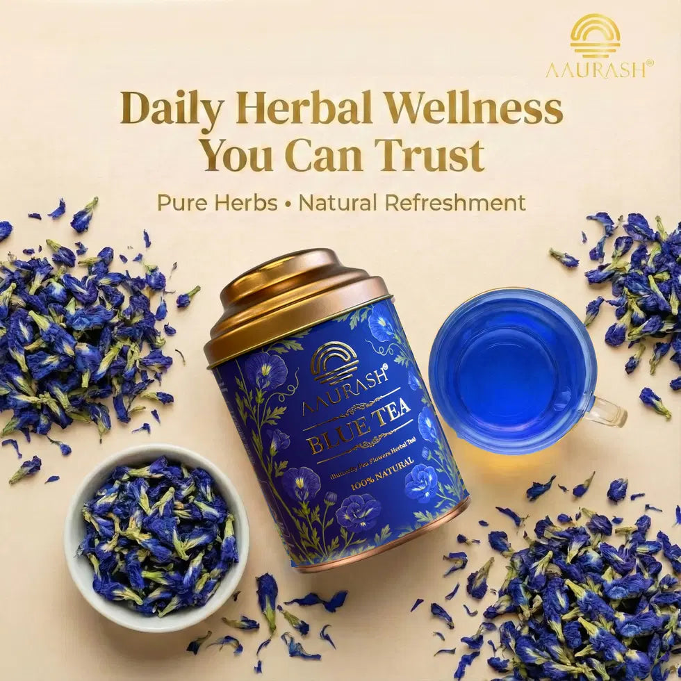 Aaurash Blue Tea | Butterfly Pea Flower | Rich Color & Antioxidant Support Blue Tea (40gm)