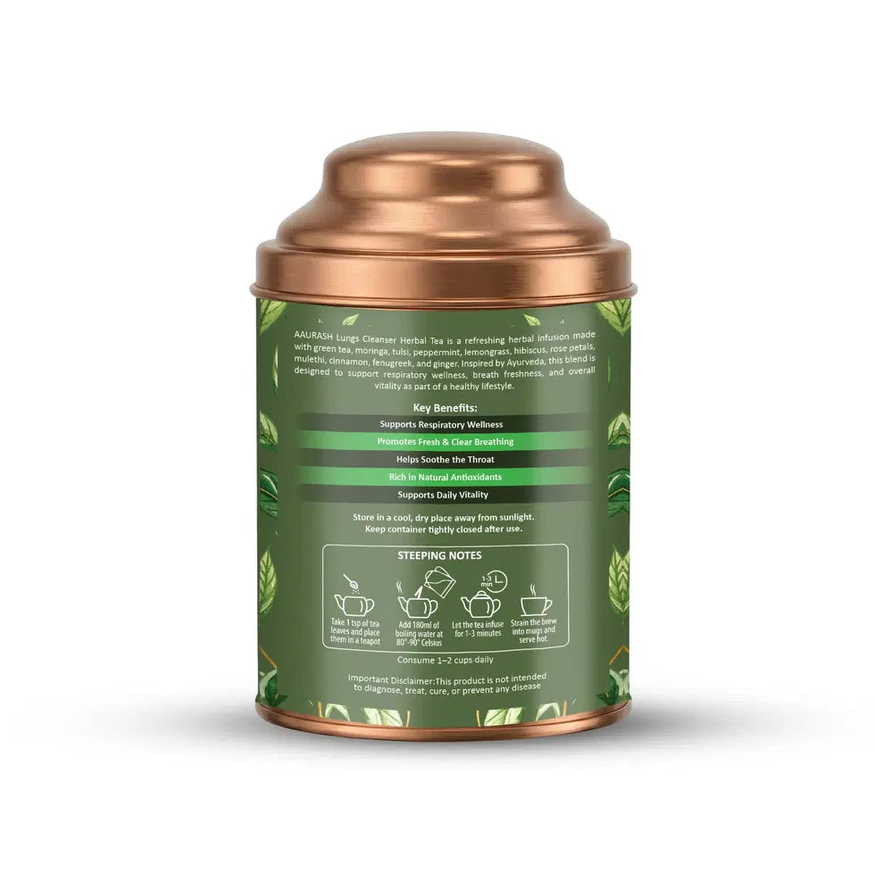 Aaurash Lungs Cleanser Herbal Tea | Breathing Comfort & Detox Support Tea | Supports Respiratory Wellness & Natural Detox | Caffeine-Free Herbal Tea