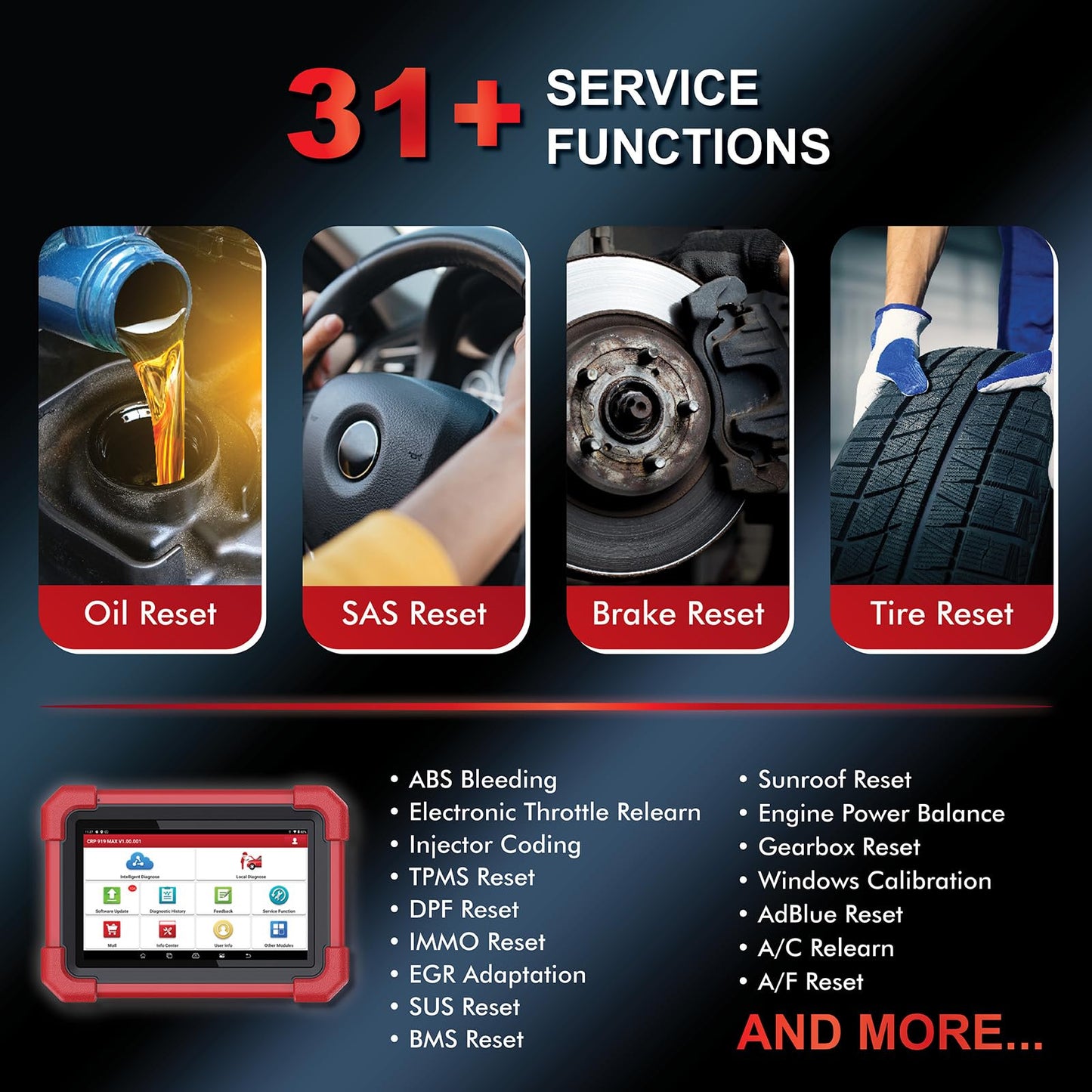 Launch Scan Tool X431 CRP919MAX Wireless Bidirectional Tool, All System Diagnosis Scanner, 31+ Service Functions, Code Assist, ECU Coding, FCA AutoAuth, V.A.G Guided, CANFD/DOIP, 2 Years Free Update