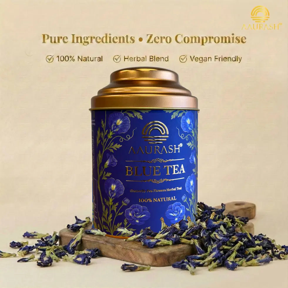 Aaurash Blue Tea | Butterfly Pea Flower | Rich Color & Antioxidant Support Blue Tea (40gm)